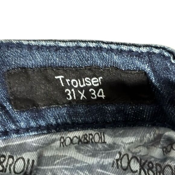 Rock & Roll Cowgirl Women's Flare Denim Jeans Size 31 Dark Wash Blue - Picture 7 of 8